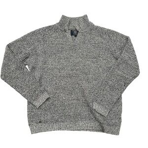 Kensington Eastside Mens Charcoal Gray Fisherman Knit Mock Neck Sweater Size L